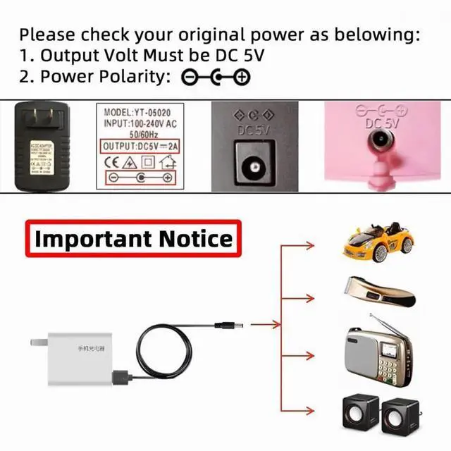 Alt view image 2 of 7 - USB 2.0 to DC 5V 5.5x2.1mm Power Plug Barrel Connector Charge Cable 100cm