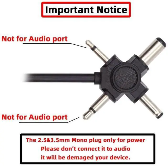 Alt view image 5 of 7 - 4 in 1 DC 5V 5.5x2.1mm 4.0x1.7mm Mono 3.5mm 2.5mm to USB 2.0 Power Plug Barrel Connector Charge Cable 1.5M
