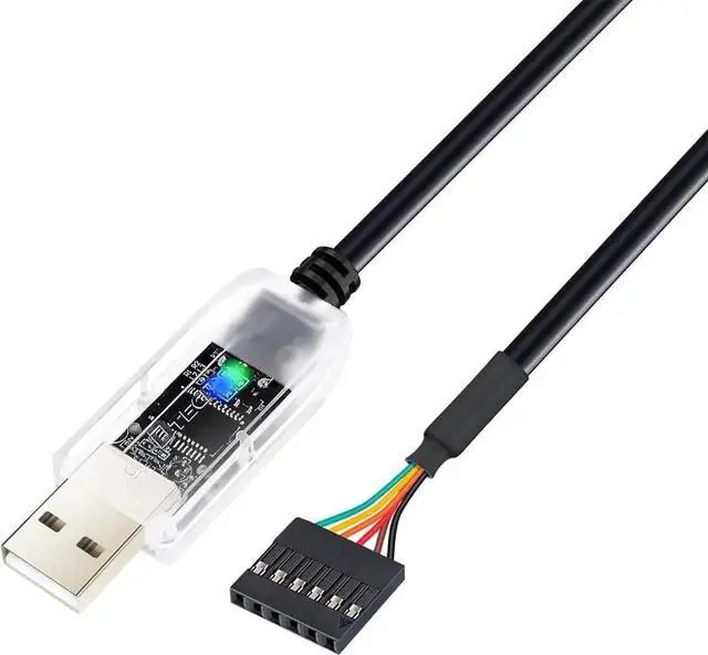 Main image of USB to TTL Adapter FTDI Chip 5V 6 Pin USB to UART Debug Cable FT232RNL IC Serial Converter 6ft LED Indicators Output 5 Volt for Windows 11 10 8 7 XP MAC Linux Easy Debugging and Programming