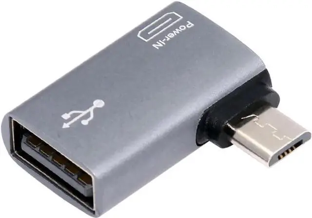 Alt view image 6 of 7 - 2 in 1 Micro USB OTG Power Adapter Micro USB Male to USB 2.0 Female 90 Degree Left Angled Connector Adapter