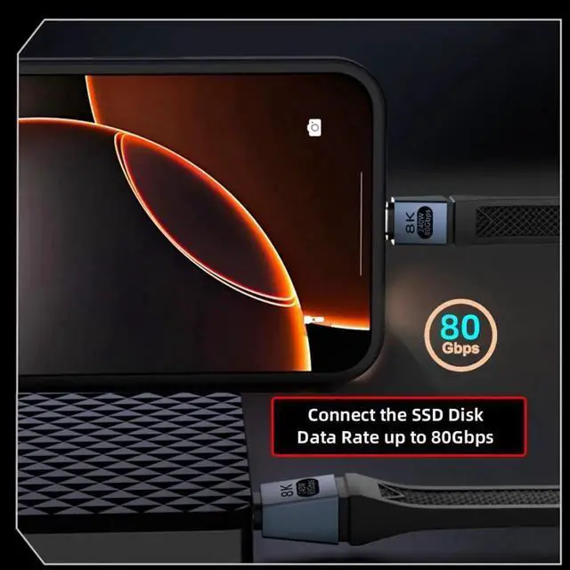 Alt view image 5 of 7 - USB C Short Flat Cable, USB 5.0 Type C Male to Female Extension Cable Support 80Gbps Data Transfer PD 240W Fast Charging 16K/8K/5K Video Output 0.42FT/13cm