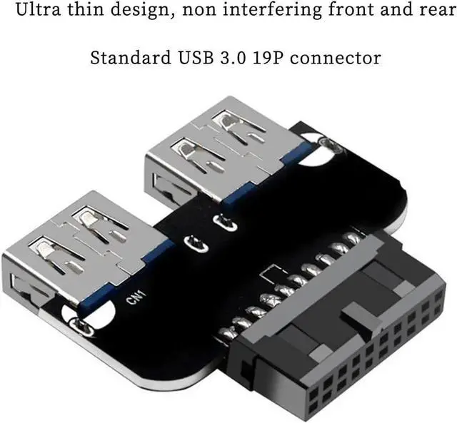 Alt view image 2 of 7 - USB 3.0 19/20Pin to 2* USB A Connector Male to Female Adapter Header Support Chassis Front (PH22)