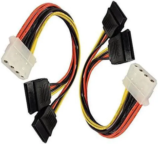 Alt view image 6 of 7 - 2 Pack 4 Pin IDE Female Molex to Female Dual SATA Power Y-Cable Adapter 8.67 Inches