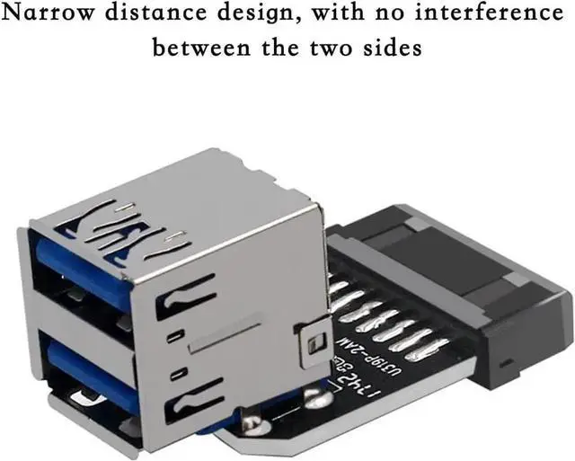Alt view image 4 of 4 - Motherboard USB 3.0 19/20Pin to 2* USB A Connector Male to Female Adapter Header Support Chassis Front (PH21)