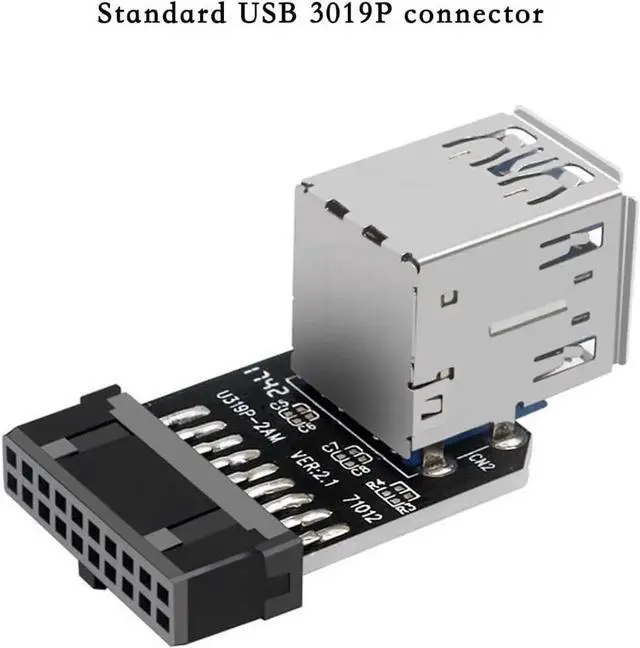 Alt view image 3 of 4 - Motherboard USB 3.0 19/20Pin to 2* USB A Connector Male to Female Adapter Header Support Chassis Front (PH21)