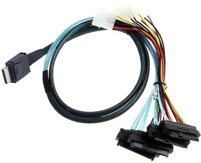 Alt view image 6 of 6 - SFF-8611 4i to SAS 4X 8482 Cable with 4Pin Power,12Gbps High-Speed Server Connection Cable Compatible with SAS Hard Drive, RAID Controller, Storage Expansion (0.5M/19.68in)