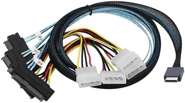 Alt view image 4 of 6 - SFF-8611 4i to SAS 4X 8482 Cable with 4Pin Power,12Gbps High-Speed Server Connection Cable Compatible with SAS Hard Drive, RAID Controller, Storage Expansion (0.5M/19.68in)