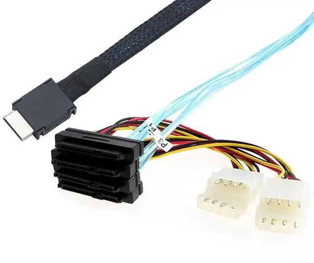 Alt view image 3 of 6 - SFF-8611 4i to SAS 4X 8482 Cable with 4Pin Power,12Gbps High-Speed Server Connection Cable Compatible with SAS Hard Drive, RAID Controller, Storage Expansion (0.5M/19.68in)