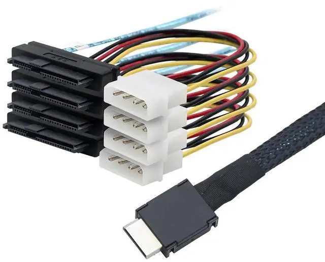 Alt view image 5 of 6 - SFF-8611 4i to SAS 4X 8482 Cable with 4Pin Power,12Gbps High-Speed Server Connection Cable Compatible with SAS Hard Drive, RAID Controller, Storage Expansion (0.5M/19.68in)
