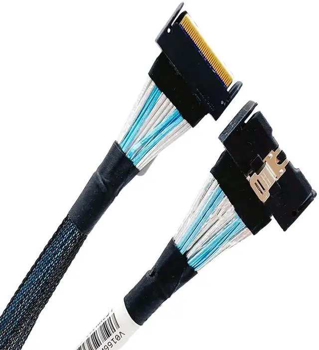 Main image of PCIE5.0 MCIO x8 to MCIO 8i Extension Cable 32Gbps High-Speed Crossings U.2 Hard Disk Cable for Server (Black Straight to Straight 55cm)