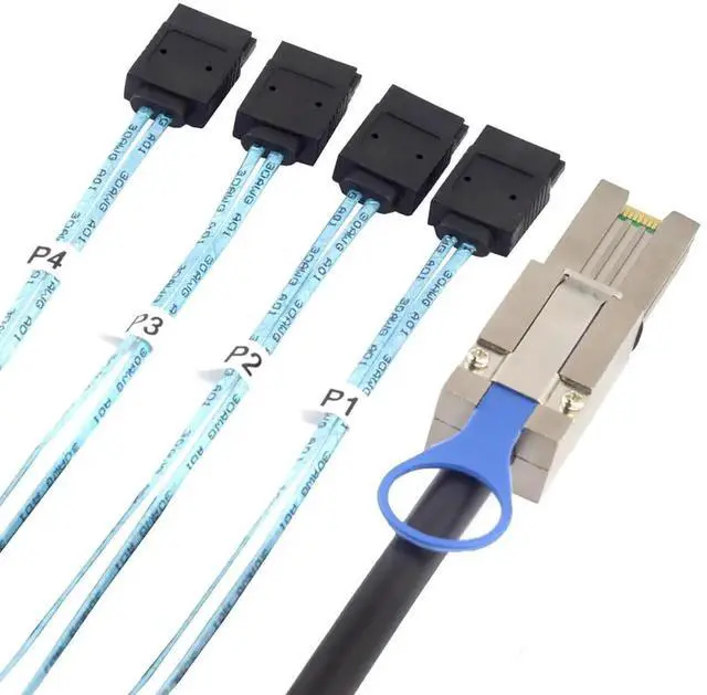 Main image of MINI SAS HD SFF-8088 to 4X SATA 7Pin Cable, 0.5m/1m/2m/3m High Speed 6Gbps Server Hard Drive Data Cable Compatible with Servers, Storage Expansion, RAID Controller, Workstations (1m/39.37in)
