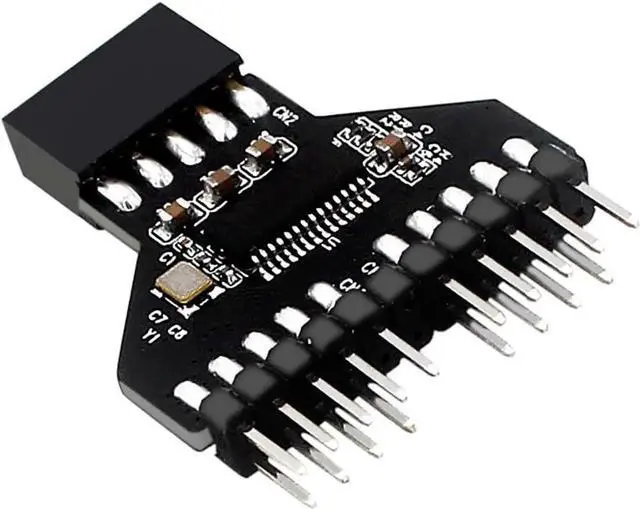 Alt view image 3 of 7 - PH78 Motherboard USB2.0 9PIN 1 to 2 Expansion Adapter for Water-Cooled RGB Light Fan Speed Measurement