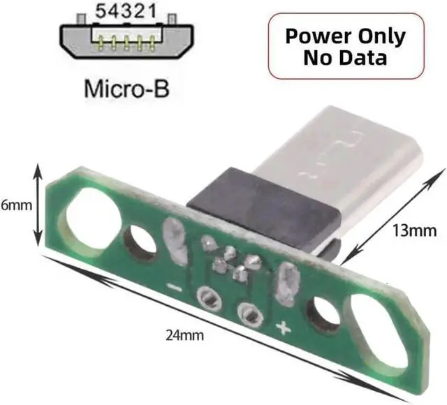 Alt view image 3 of 7 - 5 Pack USB 2.0 DIY Connector,Long Micro USB 2Pin Male Plug Port Repair Replacement Solder Adapter