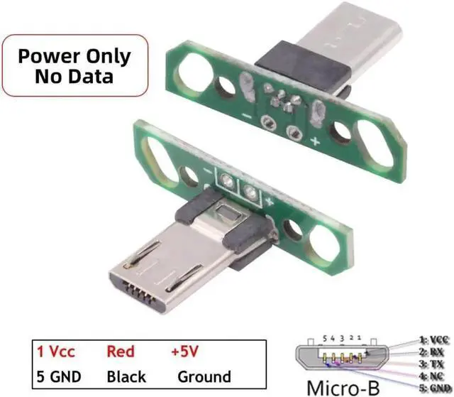 Alt view image 2 of 7 - 5 Pack USB 2.0 DIY Connector,Long Micro USB 2Pin Male Plug Port Repair Replacement Solder Adapter