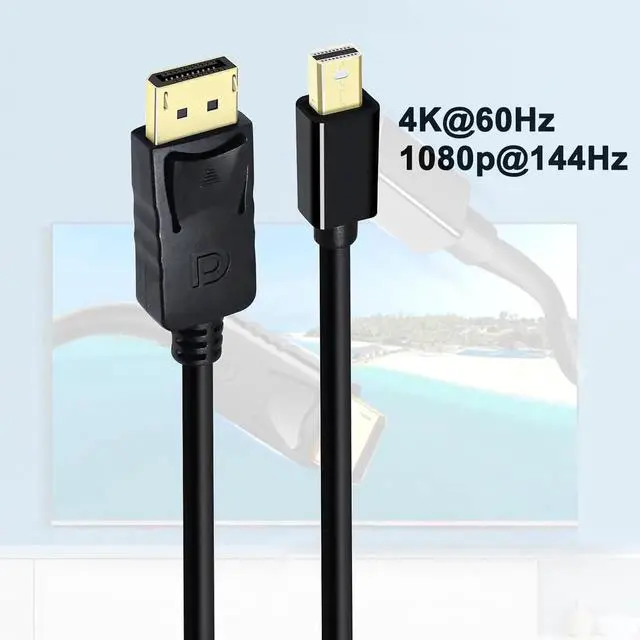 Alt view image 2 of 6 - DCHAV 4K Mini Displayport to Displayport Cable 6ft Display Port 4K@60Hz, 1080p 2K@144Hz Mini DP to DP Cord for Computer Monitor Gaming Laptop PC TV Graphics Card
