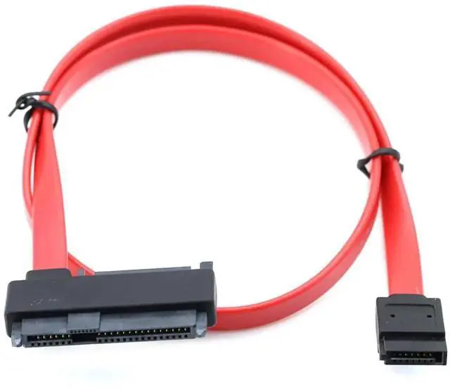 Main image of SATA to SAS SFF-8482 Hard Drive Data Cable Compatible with Server HDD SSD 29+15 Pin to 7 Pin Female, 26AWG High Speed 6Gbps, Red Flat Connector (0.5m)
