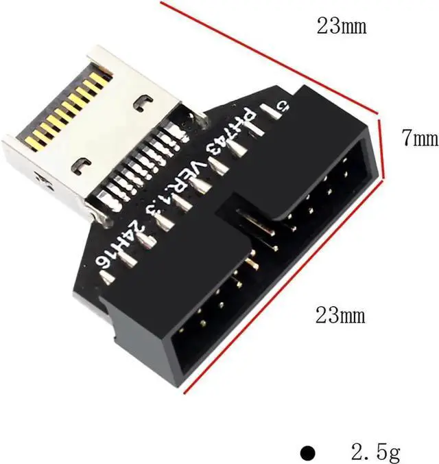 Alt view image 4 of 6 - PH743 Motherboard USB3.2 Type-E 20Pin to USB 19P Connector Chassis Front USB TypeA USBC Expansion