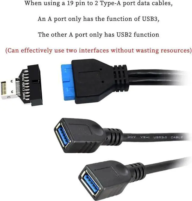 Alt view image 2 of 6 - PH743 Motherboard USB3.2 Type-E 20Pin to USB 19P Connector Chassis Front USB TypeA USBC Expansion