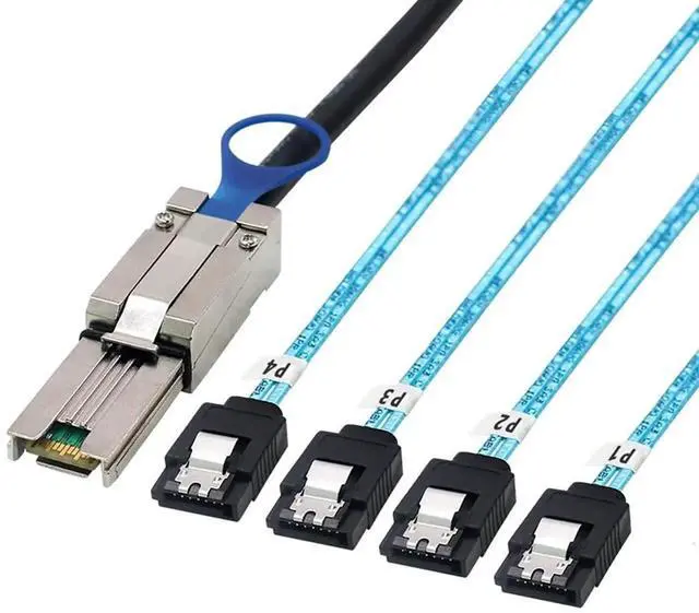 Alt view image 2 of 5 - Mini SAS HD SFF-8088 26P to 4X SATA 7P Female Cable 6Gbps High Speed Server Hard Drive Connection Cable, 28AWG, 10 Ohm (3M)