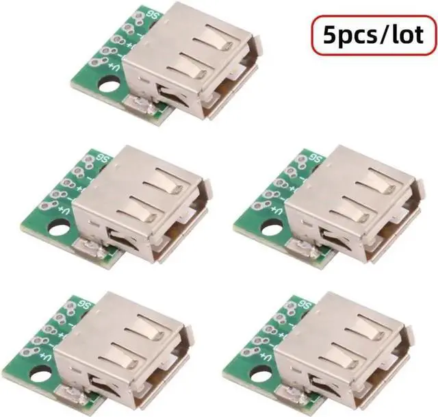 Alt view image 5 of 7 - 5 Pack USB 2.0 DIY Connector,USB 2.0 Type-A 5Pin Female Socket Port Repair Replacement Solder Adapter with Flange