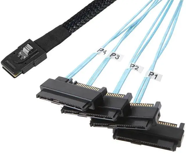 Alt view image 4 of 5 - Heretom Internal Mini SAS 36 Pin sff-8087 to 4X sff-8482 29 Pin Cord with SATA Power Port
