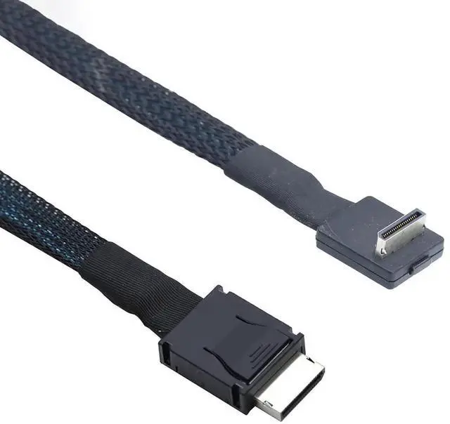 Alt view image 2 of 6 - PCIe Oculink SFF-8611 4I 42P to SFF-8611 4I 90° High-Speed Server Cable, 32AWG 24G Copper Wire Harness (1m/39.37in)