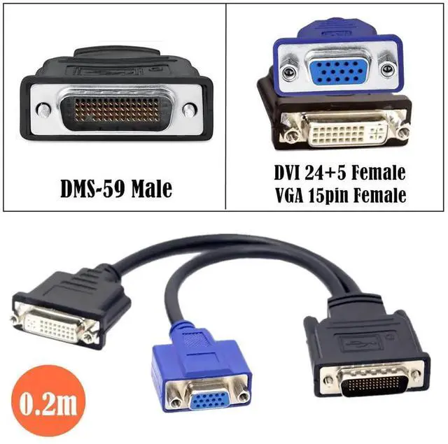 Alt view image 2 of 7 - DMS-59 Male to DVI 24+5 Female & VGA RGA 15pin Female Splitter Extension 15cm