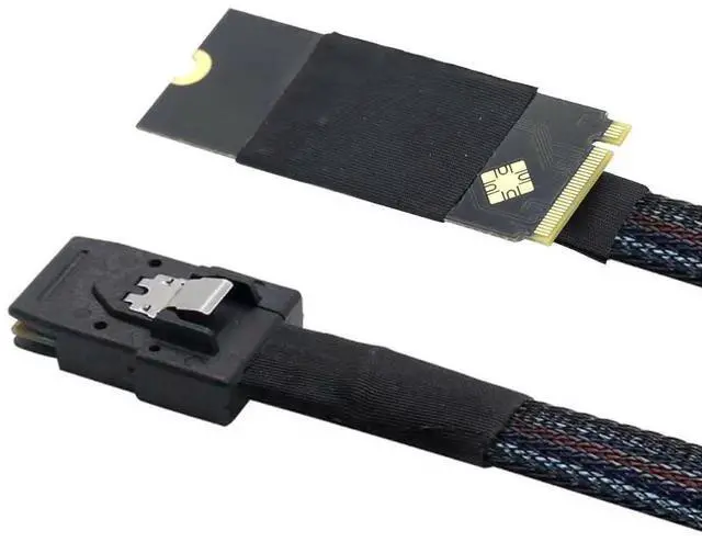 Alt view image 3 of 5 - M.2 M-Key NVMe 2260 to Mini SAS SFF-8087 Server Cable Plug and Play \u2013 12Gbps High Speed 30AWG Data Cable for RAID Controller, HDD, SSD (0.5M/19.68in)