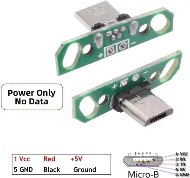 Alt view image 3 of 7 - 5 Pack USB 2.0 DIY Connector,Micro USB 2Pin Male Plug Port Repair Replacement Solder Adapter