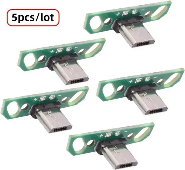 Alt view image 5 of 7 - 5 Pack USB 2.0 DIY Connector,Micro USB 2Pin Male Plug Port Repair Replacement Solder Adapter