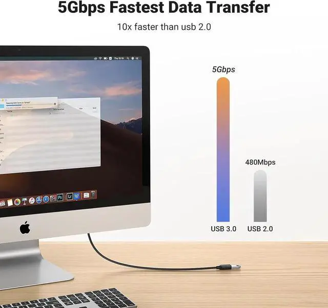 Alt view image 3 of 7 - UGREEN USB Extension Cable USB 3.0 Extender Cord Type A Male to Female Data Transfer Lead for PlayStation, Xbox, Oculus VR, USB Flash Drive, Card Reader, Hard Drive, Keyboard, Printer, Camera (6ft)