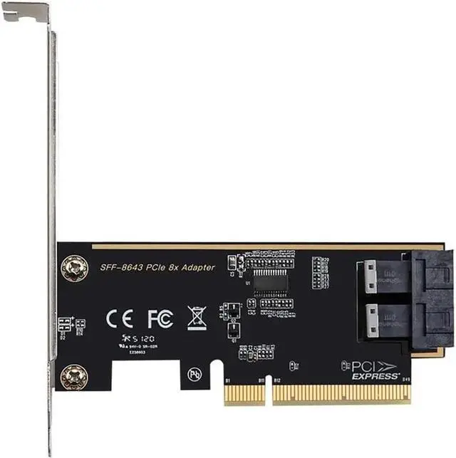 Alt view image 3 of 5 - PCIe 3.0 x16 to U.2 (SFF-8643) NVMe Expansion Card 4/2/1 Port Adapter for U.2 SSDs, Compatible with PCIe x8/x16 Slots (2 Ports)