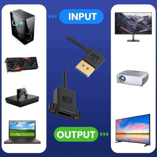 Alt view image 5 of 7 - DisplayPort 1.4 Cable DisplayPort Male to Female 90 Degree Right Angled 8K@60Hz 4K@240Hz 32.4Gbps High Speed Gold Plated Ultrafine Extension Cable Panel Mount Type 0.98FT/0.3M