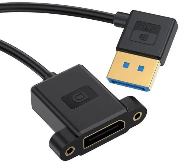 Main image of DisplayPort 1.4 Cable DisplayPort Male to Female 90 Degree Right Angled 8K@60Hz 4K@240Hz 32.4Gbps High Speed Gold Plated Ultrafine Extension Cable Panel Mount Type 0.98FT/0.3M
