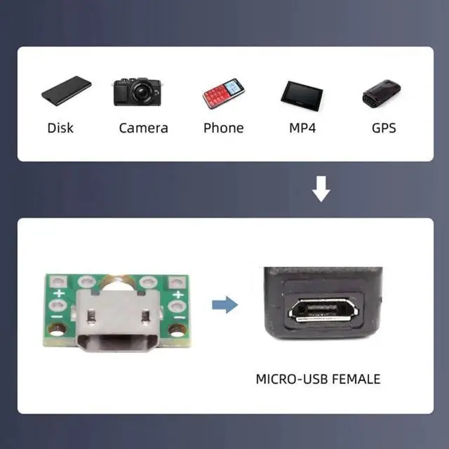 Alt view image 6 of 7 - 5 Pack USB 2.0 DIY Connector,Micro USB 6Pin Female Socket Port Repair Replacement Solder Adapter