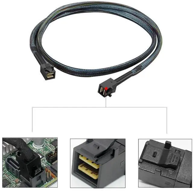 Alt view image 3 of 6 - 2 Pack Internal Mini SAS HD SFF-8643 to SFF-8643 Cable, Internal Mini SAS to Mini SAS Cable, 12Gbps, Compatible with RAID or PCI Express Controller(3.3FT/1M)