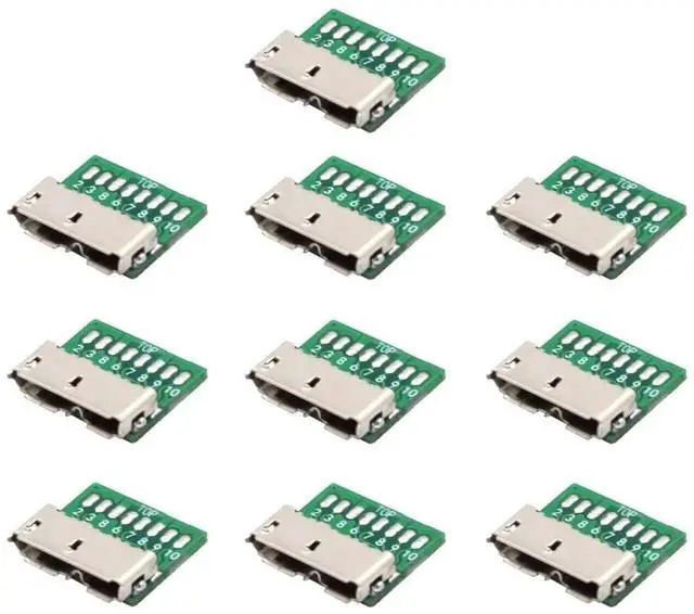 Main image of 10 Pack USB 3.0 Micro-B DIY Connector Micro USB 3.0 10Pin Female Socket Port Repair Replacement Solder Adapter