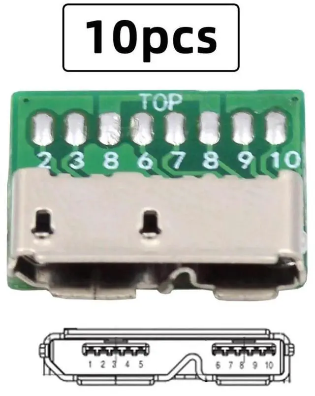 Alt view image 4 of 7 - 10 Pack USB 3.0 Micro-B DIY Connector Micro USB 3.0 10Pin Female Socket Port Repair Replacement Solder Adapter