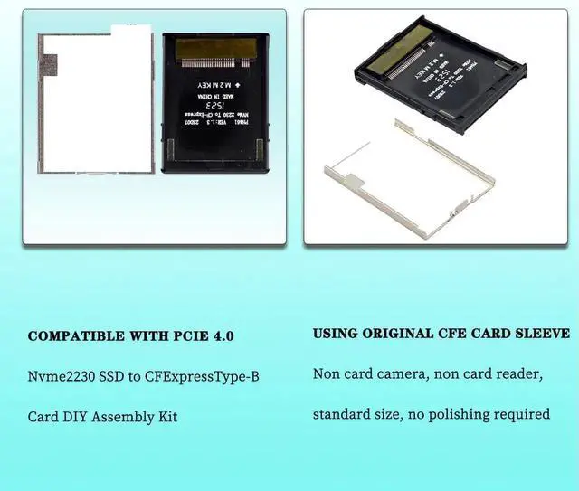 Alt view image 3 of 6 - PH461 NGFF M2 Mkey Nvme 2230 SSD to CFExpress Type-B Card Adapter DIY Assembly Kit