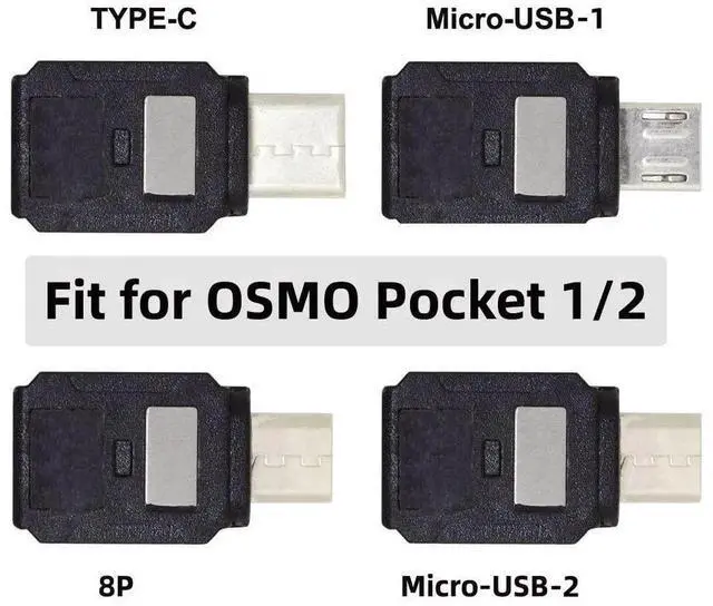 Alt view image 2 of 7 - 4 Pack USB C & Micro USB to OSMO Pocket1/2 Connector Adapter Handheld Gimbal Camera Accessories