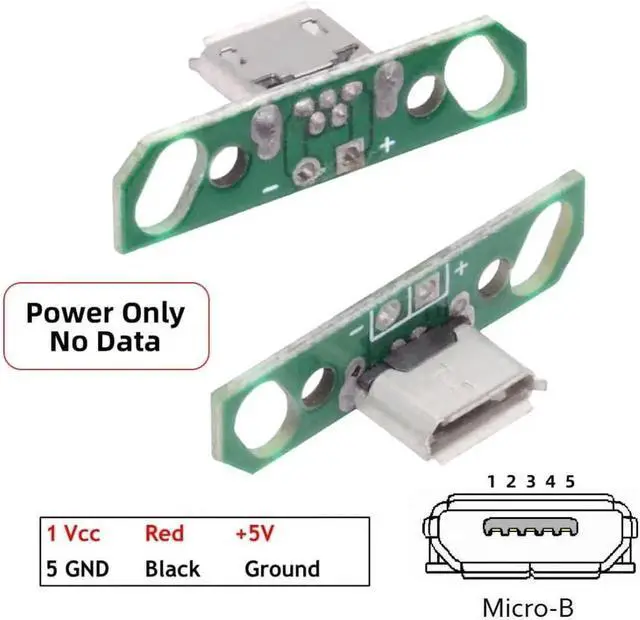 Alt view image 4 of 7 - 5 Pack USB 2.0 DIY Connector,Micro USB 2Pin Female Socket Port Repair Replacement Solder Adapter with Flange