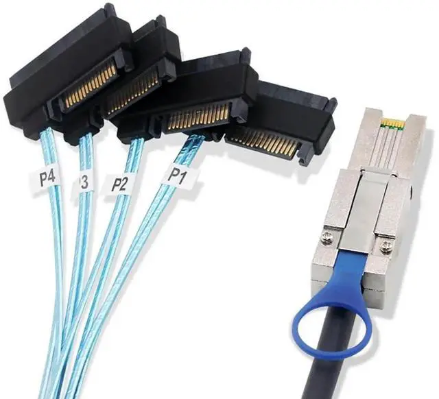Alt view image 3 of 5 - Mini SAS HD SFF-8088 26P to 4* SAS 8482 Server Cable \u2013 6Gbps High Speed 26P to 4 Ports Data Transfer Cord, 28AWG Copper Wire (3M)