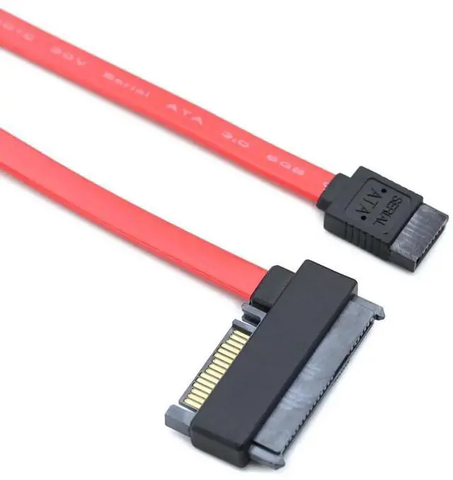 Alt view image 2 of 6 - SATA to SAS SFF-8482 Hard Drive Data Cable Compatible with Server HDD SSD 29+15 Pin to 7 Pin Female, 26AWG High Speed 6Gbps, Red Flat Connector (0.5m)