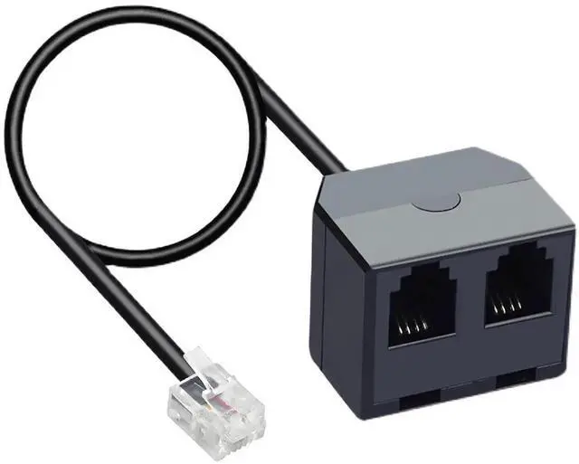 Alt view image 3 of 6 - RJ11 1 to 2 Phone Line Splitter 6P4C Plugs Four Core Adapter with 4.8inch Cable for Telephone Fax Machine (2)