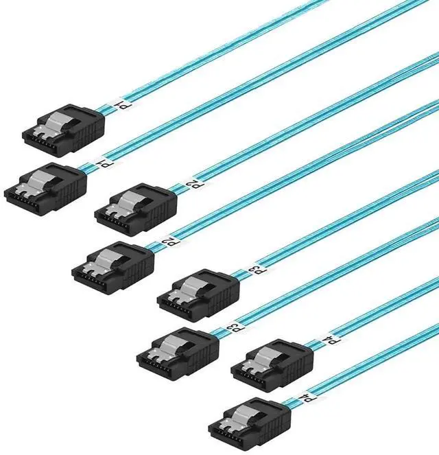 Alt view image 4 of 6 - 4X SATA to 4X SATA 4.0 Cable, 7Pin Female 180° with Braided Shield, High-Speed 12Gbps Hard Drive Data Cable \u2013 Compatible with PC Case, Server, Workstation, RAID Storage (1m/39.37in)