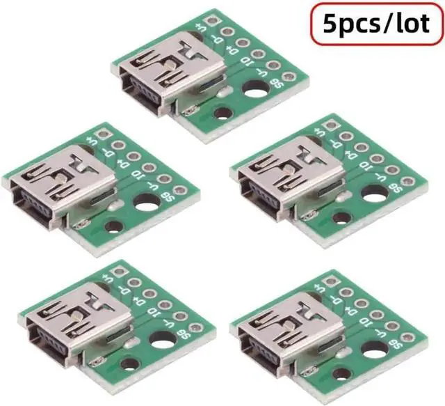 Alt view image 2 of 7 - 5 Pack USB 2.0 DIY Connector,Mini USB 6Pin Female Socket Port Repair Replacement Solder Adapter