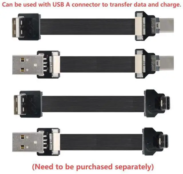 Alt view image 4 of 7 - USB 2.0 Type C Male 90 Degree Angled Flat Connector Support 480Mbps Data Transfer 5V Charging for Ribbon Cable,Raspberry Pi, GoPro,Drone, Camera, Gimbal