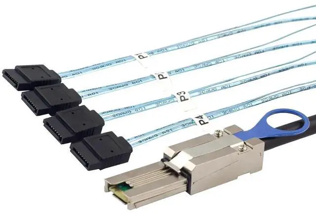 Alt view image 4 of 4 - MINI SAS HD SFF-8088 to 4X SATA 7Pin Cable, 0.5m/1m/2m/3m High Speed 6Gbps Server Hard Drive Data Cable Compatible with Servers, Storage Expansion, RAID Controller, Workstations (2M/78.74in)