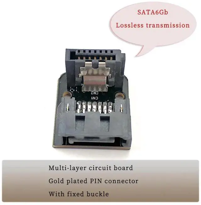 Alt view image 4 of 6 - PH18 SATA III 7-Pin Connector 6Gb/s 90-Degree Reverse Angle Adapter for Motherboard (Forward 3pcs)