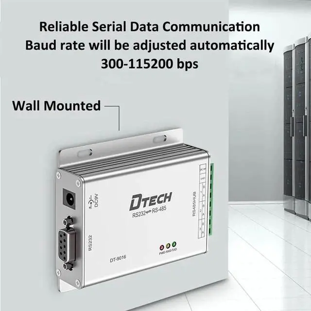 Alt view image 2 of 7 - DTECH Industrial Grade RS232 to RS485 Serial Converter 3 Channel RS-485 Expansion Hub with 600W Surge Protection TX RX LEDs Power Adapter Terminal Block